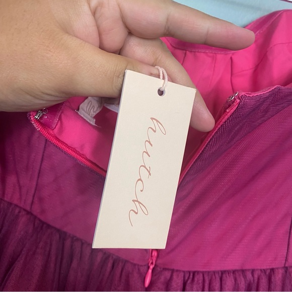 Anthropologie Hutch Calloway Strapless Bustier Tulle Maxi Dress Purple Red Sz 12 - Picture 8 of 8